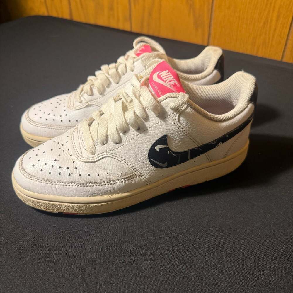 Nike Women's Court Vision Low White Multi Swoosh Sneakers DM8079-100